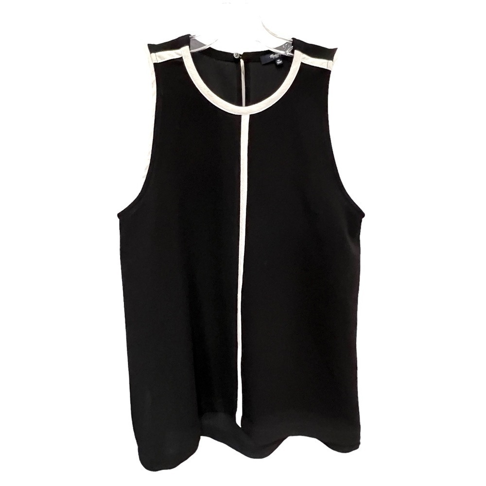 MADEWELL Crepe Canal Tank Top Black with White Contrasting Detailing, Medium